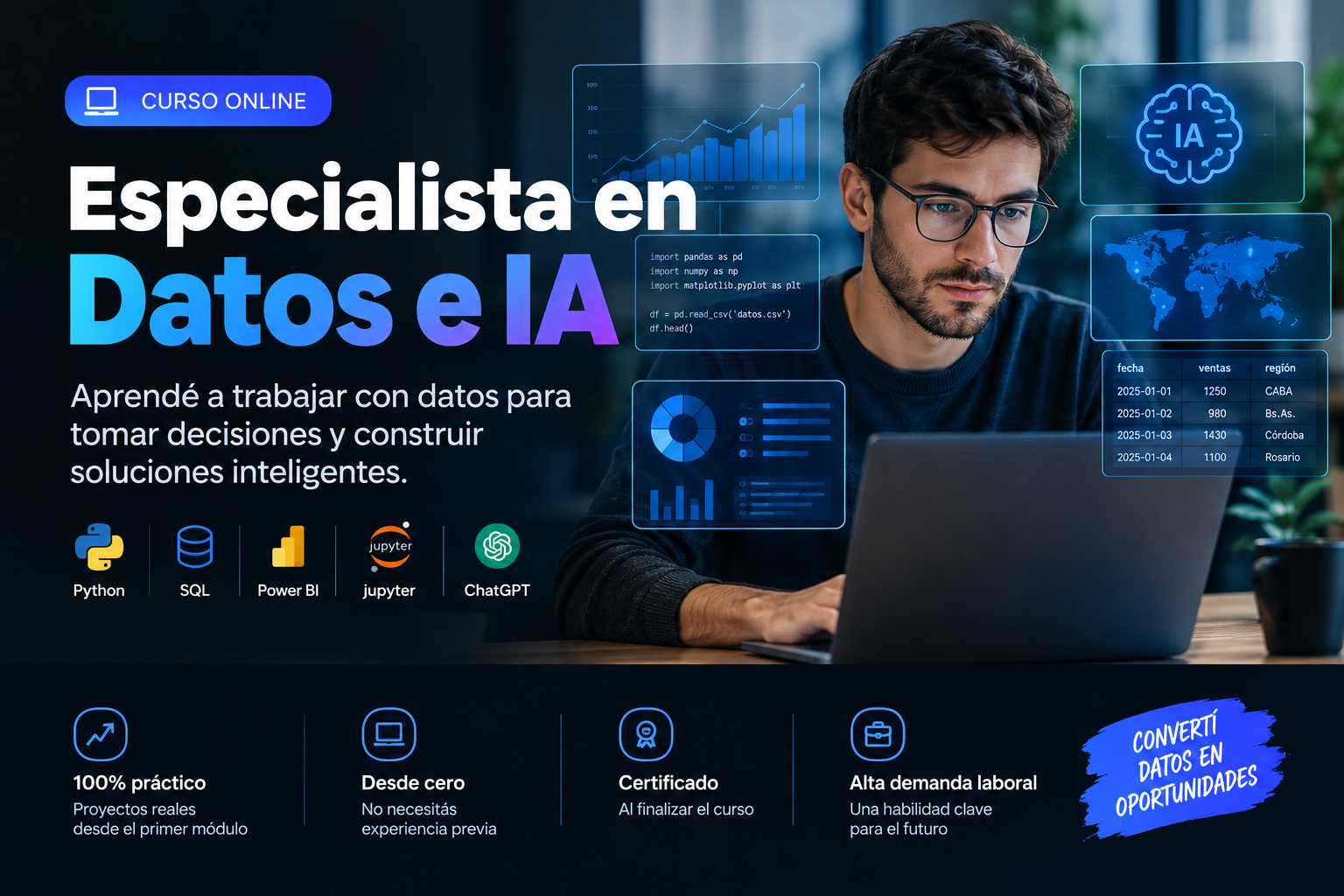 Especialista en Datos e IA: de cero a decisiones inteligentes